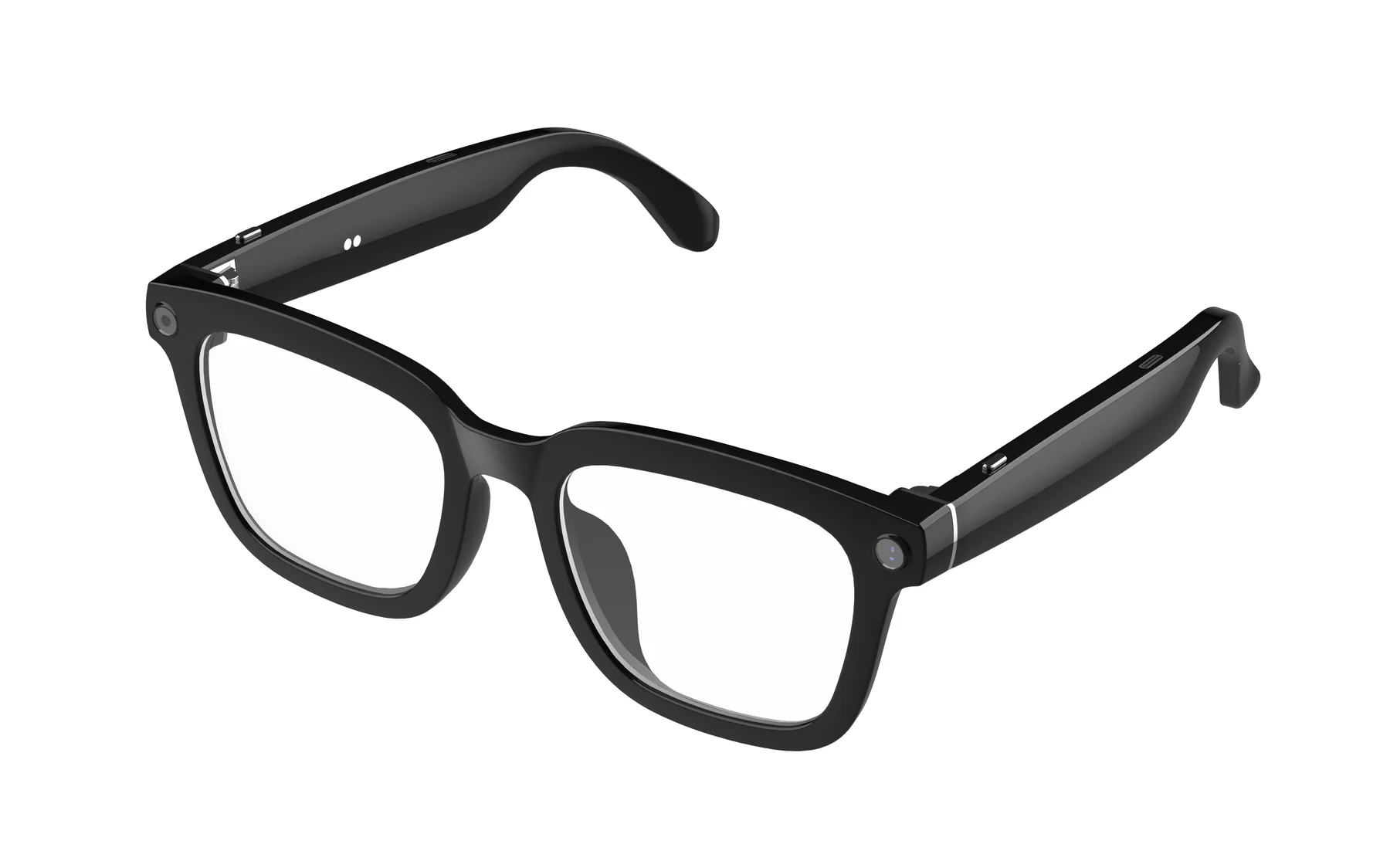 V03-T5 camera smart eyewear with black frame and visible camera housing